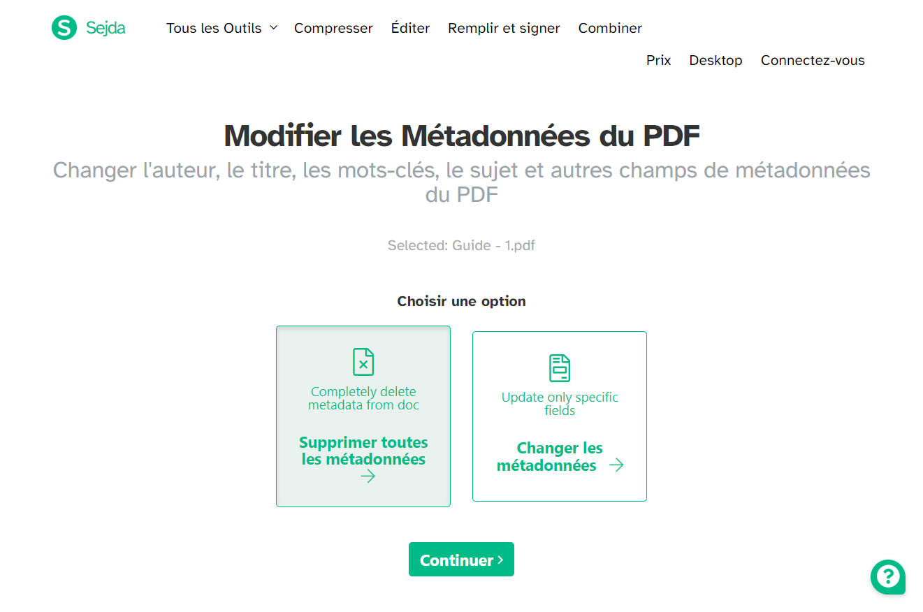 modifier métadonnées PDF sejda02