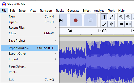 Audacity export WAV