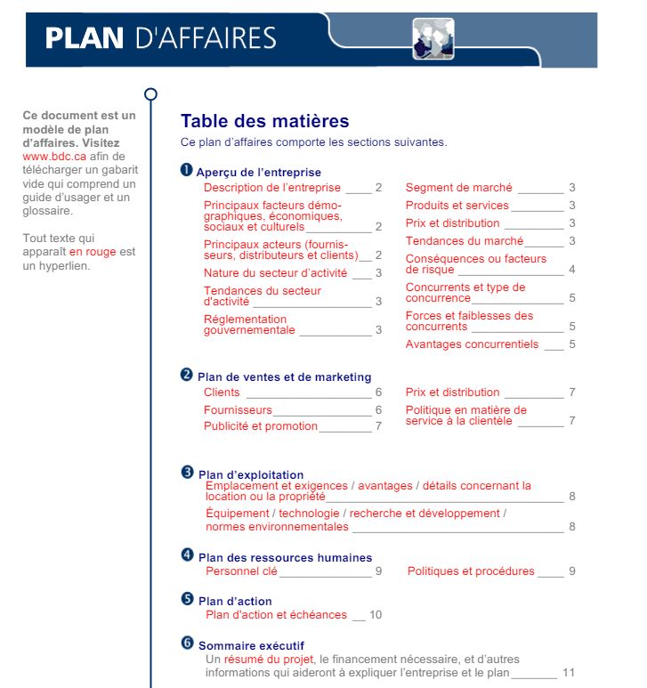 Modele business plan commerce de détail PDF