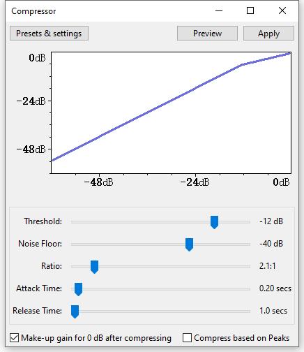 compressor tool of Audacity