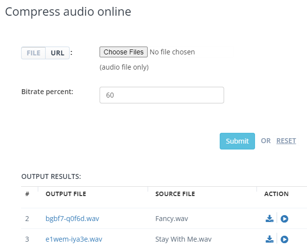 aconvert online audio compressor