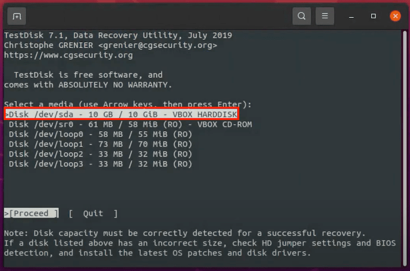 recover rm files testdisk 03