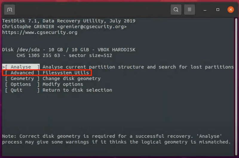 recover rm files testdisk 04