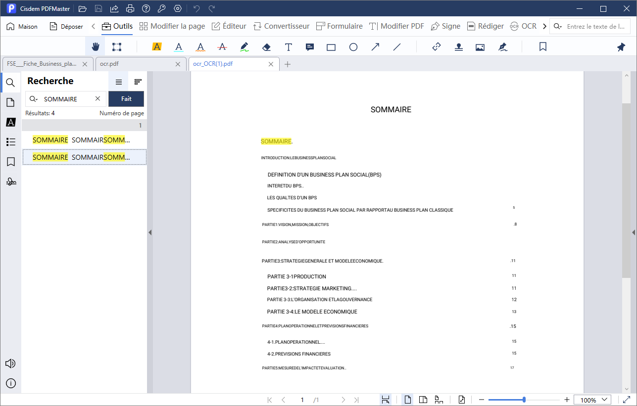 rechercher un mot dans un pdf scanné avec logiciel cisdem ocr4