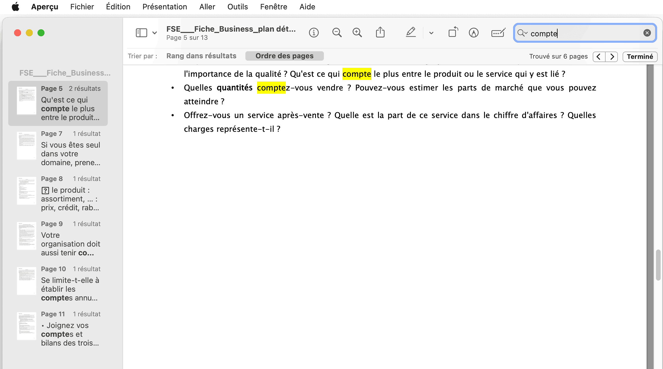 rechercher un mot dans un pdf aperçu mac1