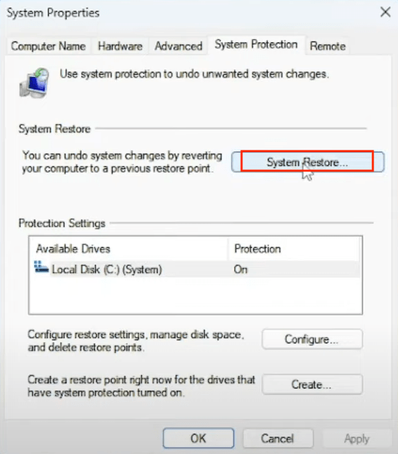 system restore 02