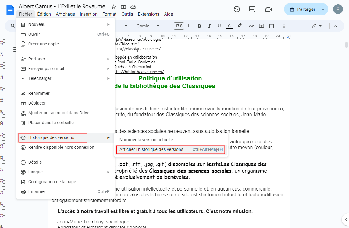 la version précédente google docs01