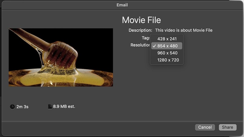 compression options in iMovie