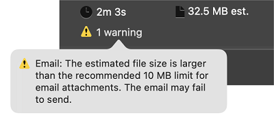 iMovie warning message for email export