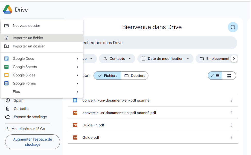 déposer un pdf scanné dans google drive1