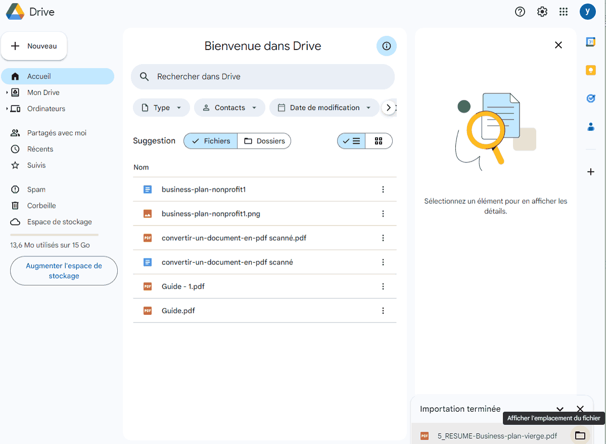 ouvrir un pdf scanné avec google doc dans google drive