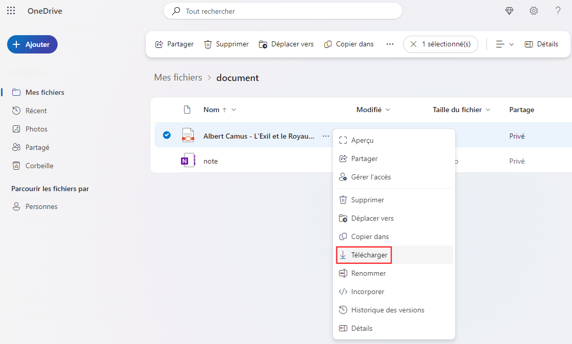récupérer notepad onedrive