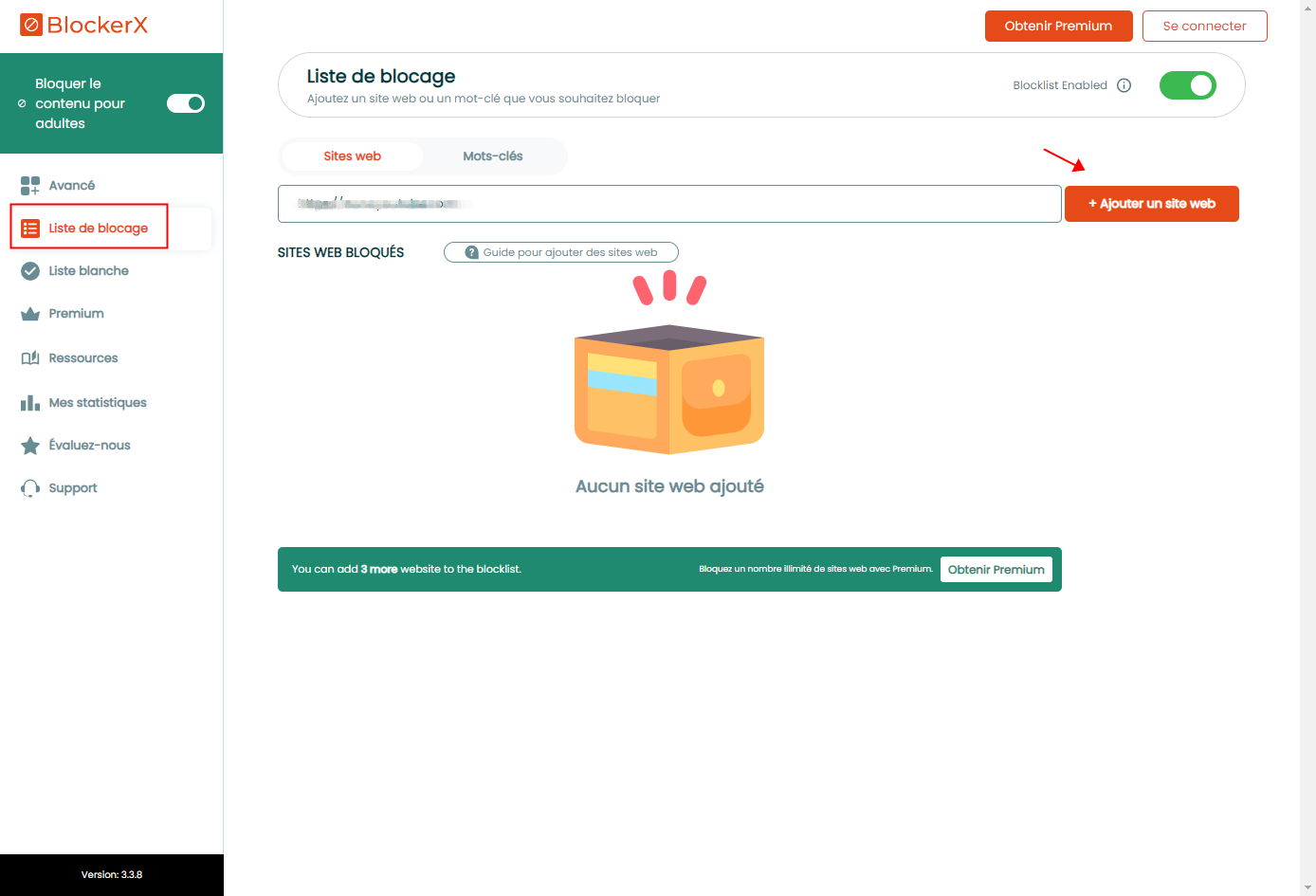 the dashboard of BlockerX