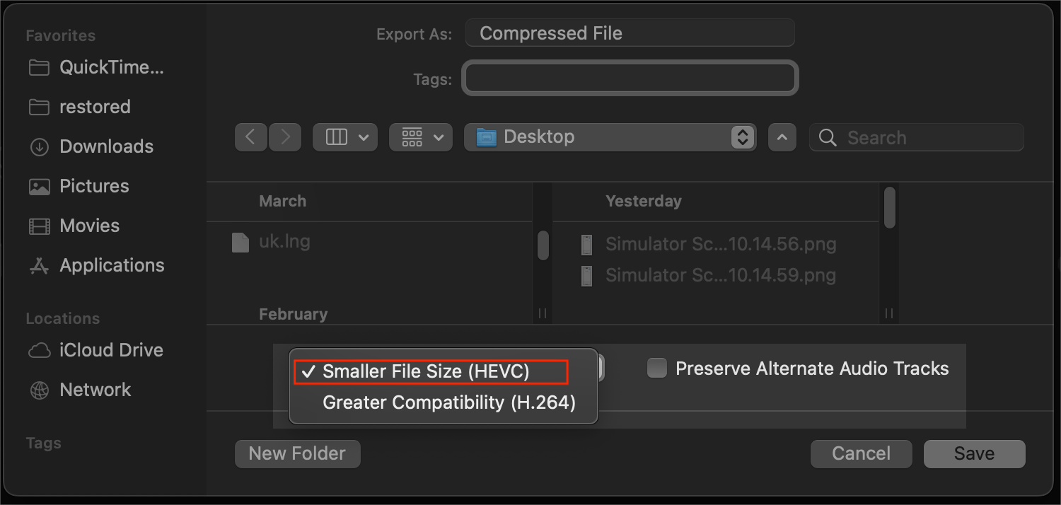 compress video in quicktime player