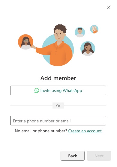 the Add member dialog