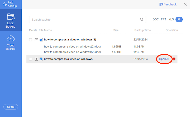 recover with auto backup 03