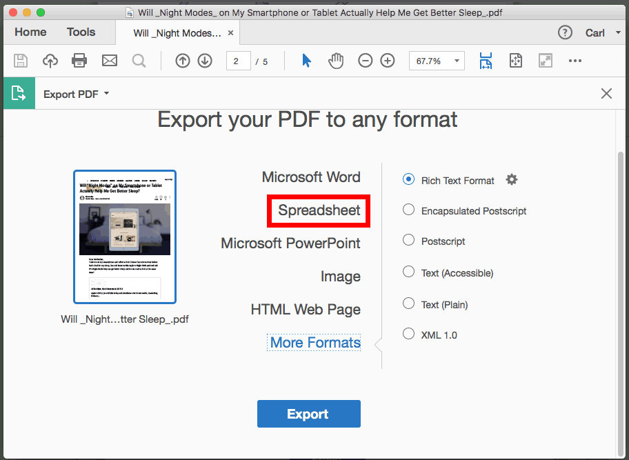 convertir image en excel avec adobe2