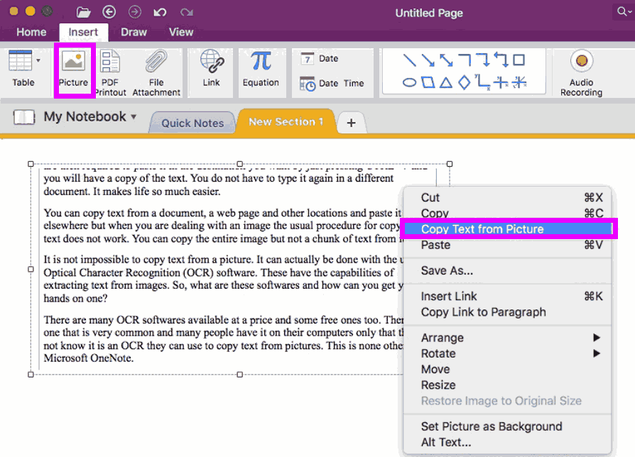 convertir image en excel avec onenote  02