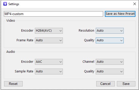 format settings