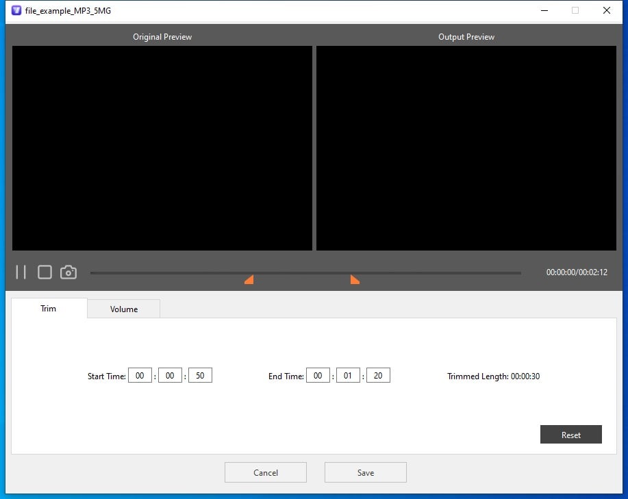 trim audio in cisdem