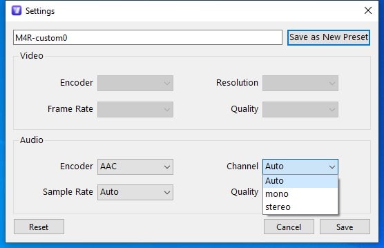 change m4r settings
