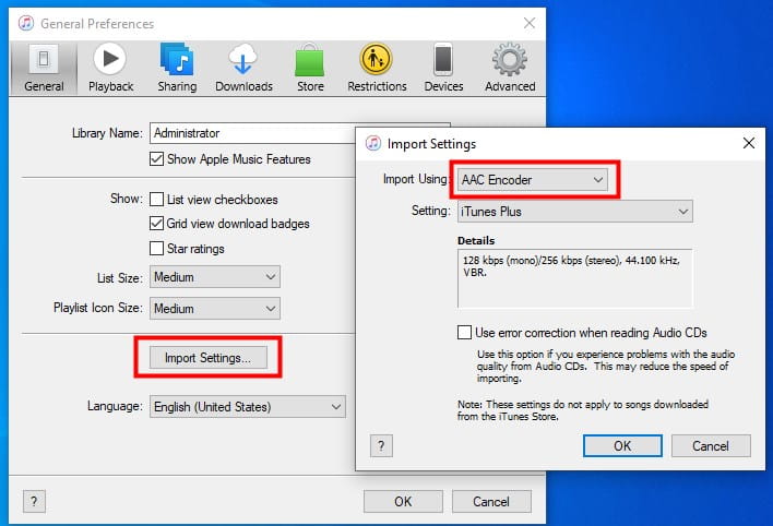 import using aac encoder