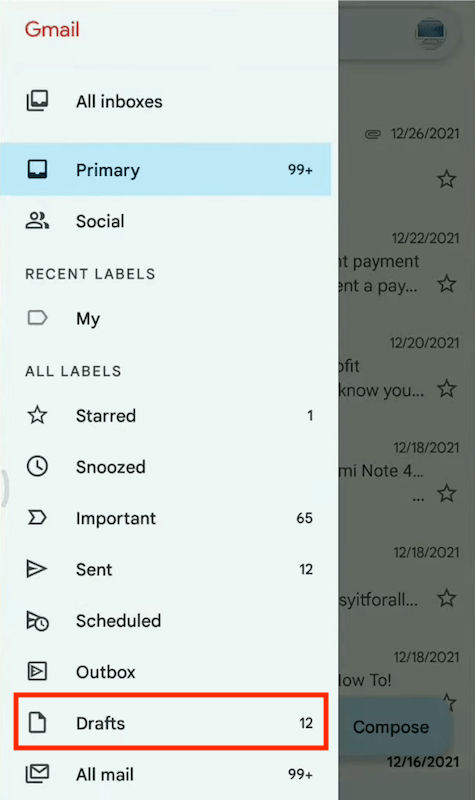 how do i recover a deleted draft email in gmail