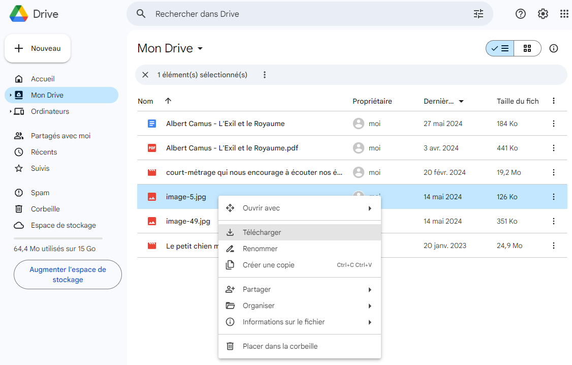 récupérer les memories snap supprimés avec  google drive 01