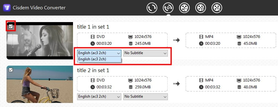 select track and language