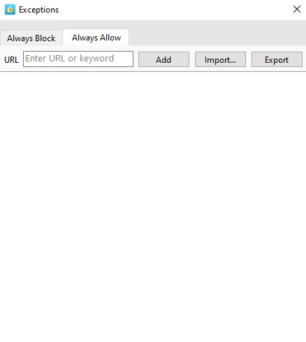 block access to all sites except a few on Opera