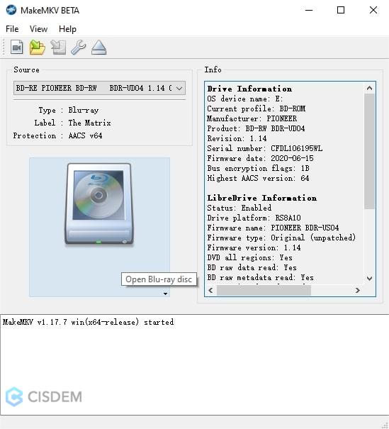 makemkv load BD 