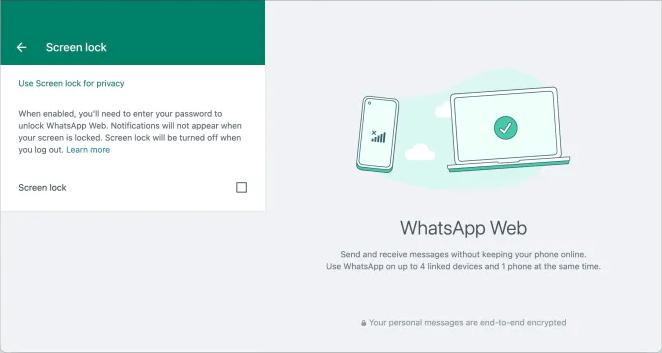 the Screen lock checkbox is selected