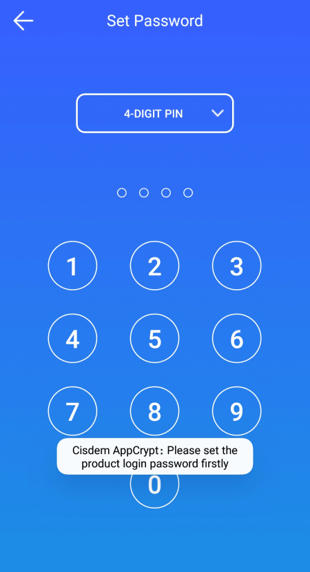 a password setup screen on a phone