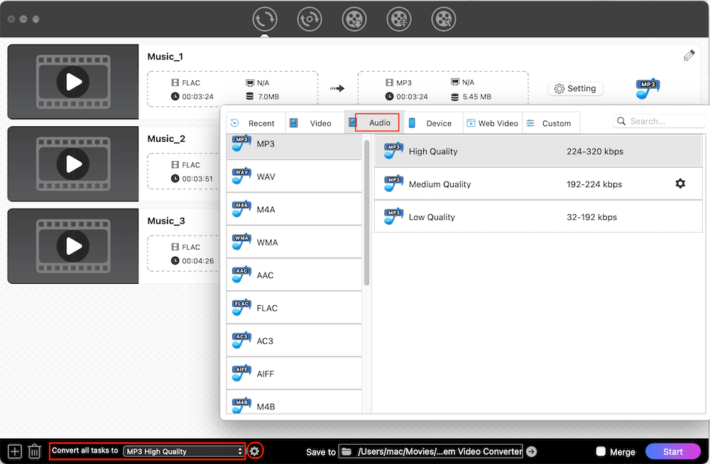 choose output format