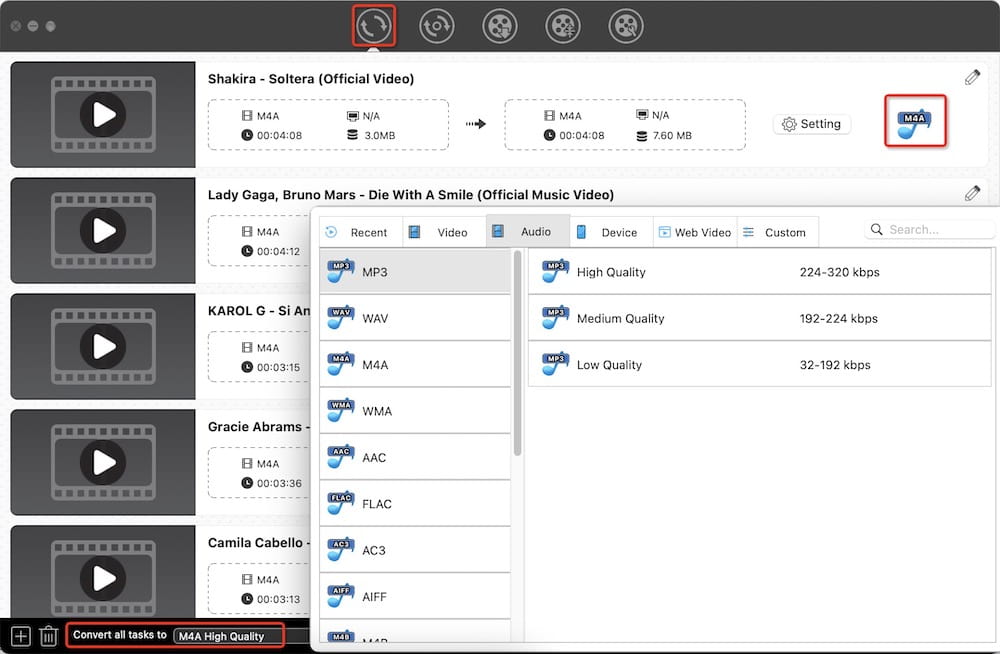 make conversion of youtube downloaded file 