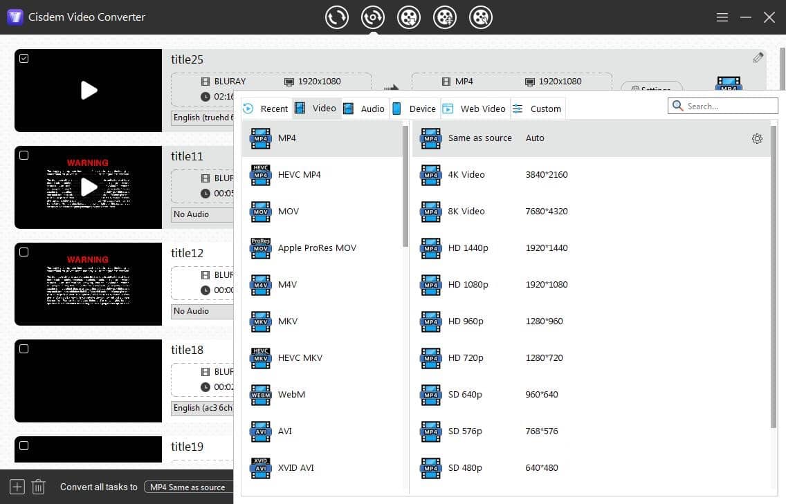 convert BDMV .m2ts files to mp4