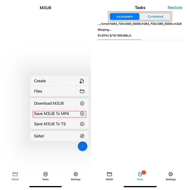 download m3u8 to mp4 on iOS