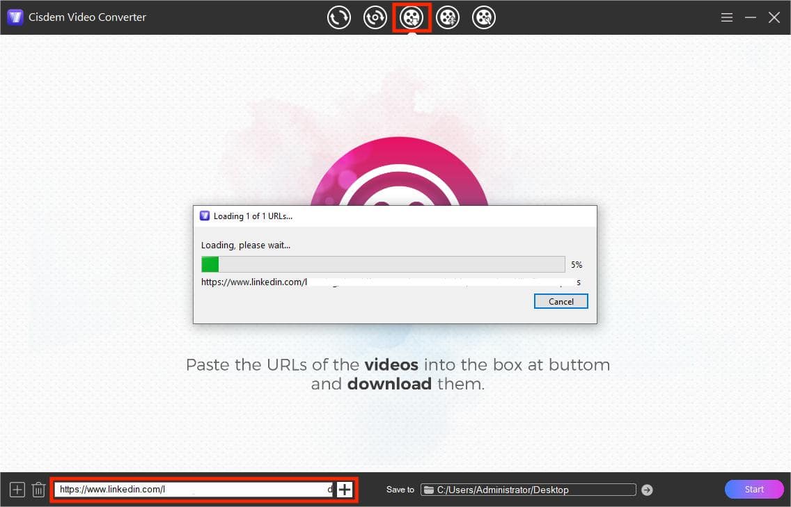 paste video url