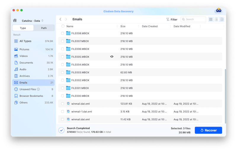 restore mail folder cisdem scan