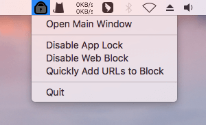 clicking an icon bringing up the Open Main Windows option