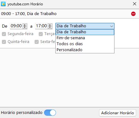 bloquear sites no Opera em determinados horários