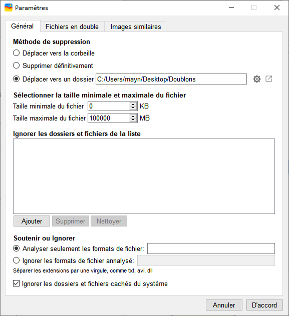 cisdem duplicate finder paramètres générale