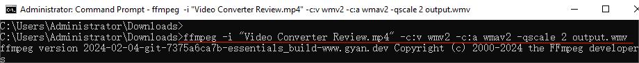 ffmpeg convert youtube video to wmv