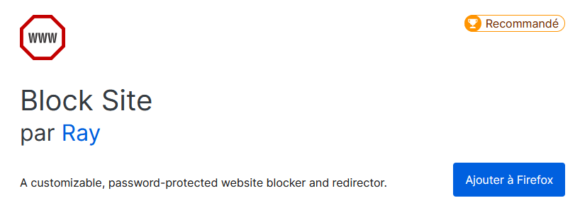 ajouter Block Site à firefox
