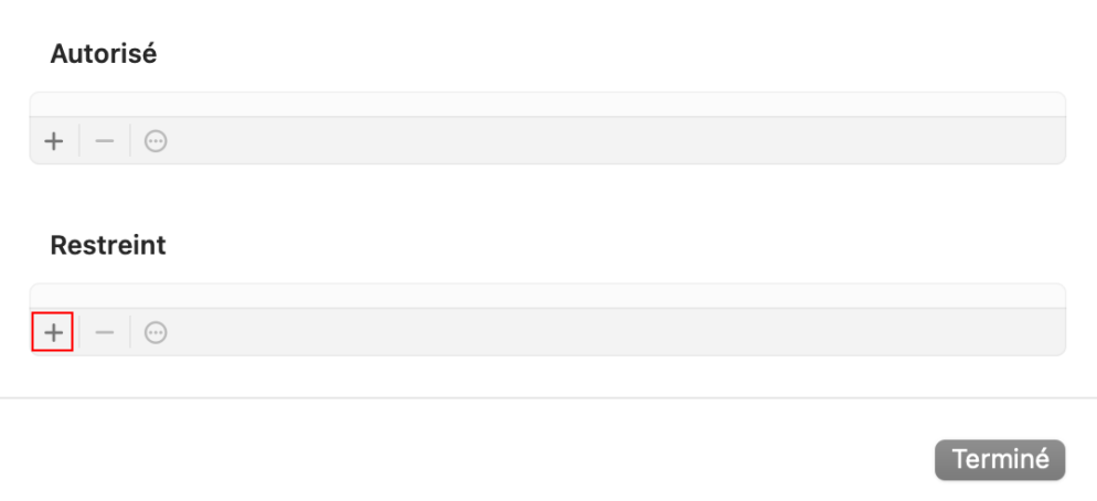 ajouter des sites à la liste de blocage
