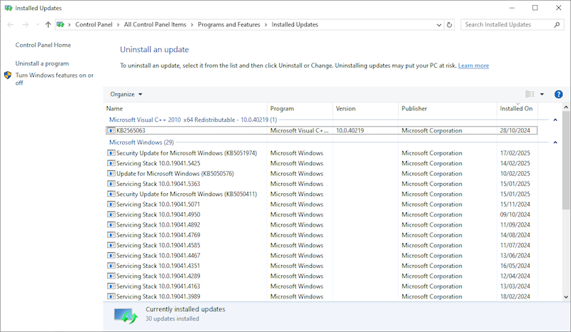 uninstall update 04
