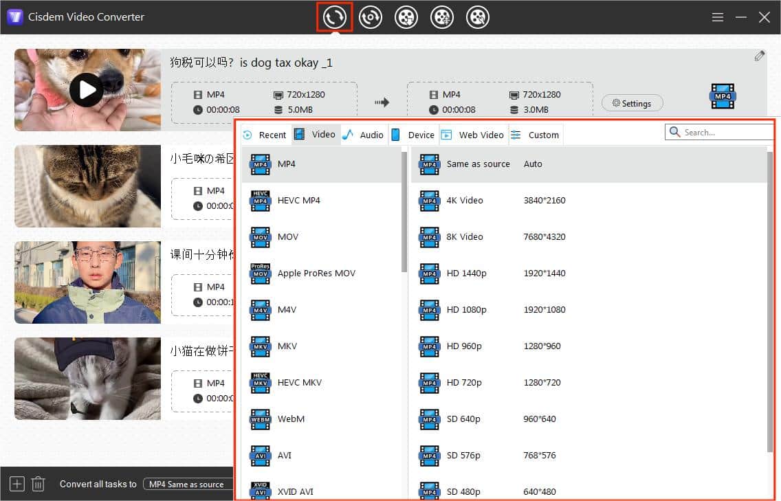 convert downloaded video to other formats