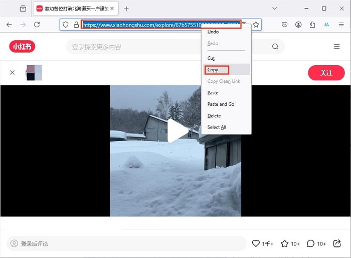 copy xiaohongshu video link