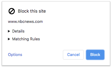a dialog box with an Options button