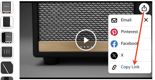 copy product video sharing link